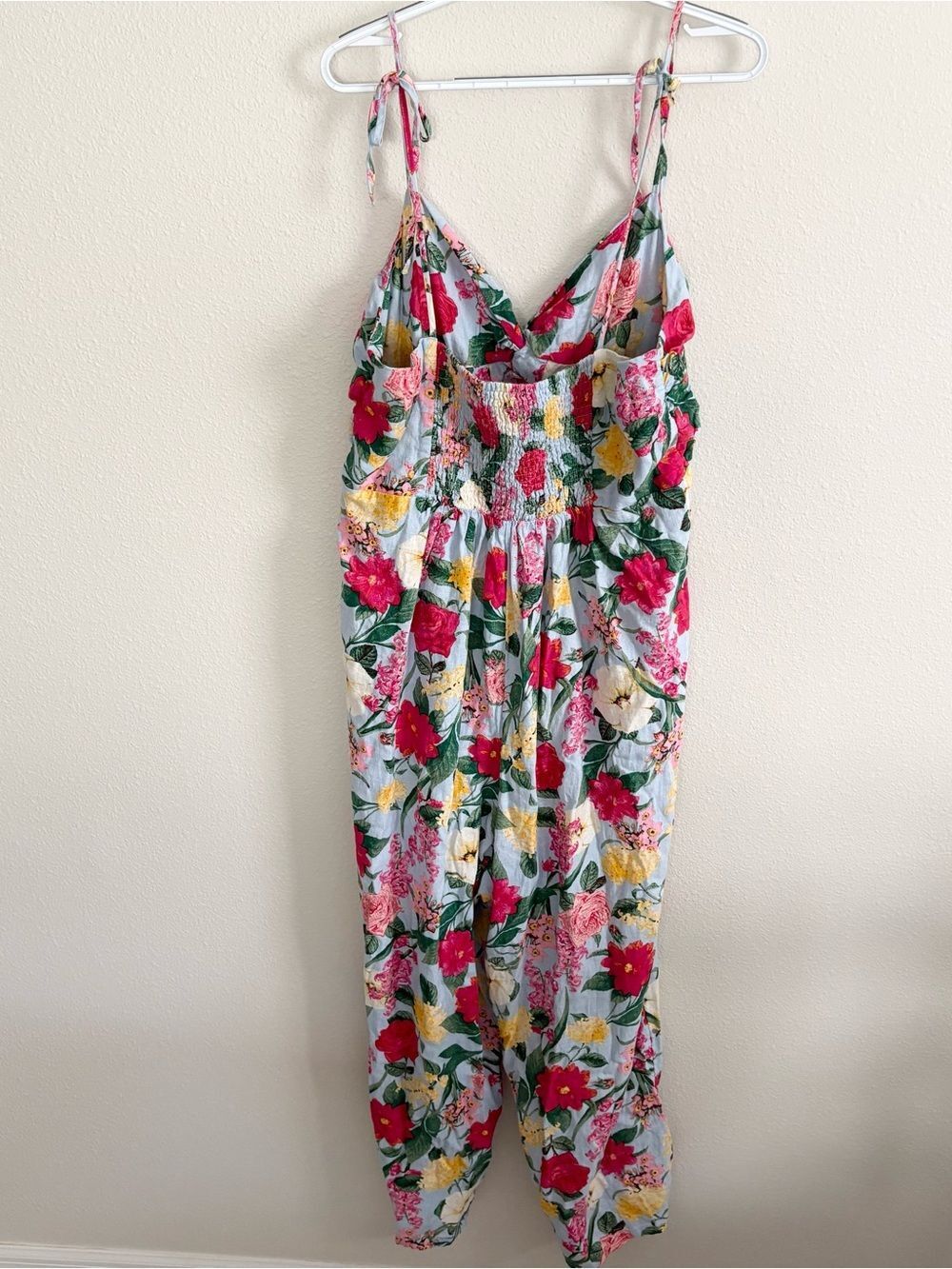 NWT Old Navy Floral Linen Blend Twist Cami Wide Leg Jumpsuit Resort Vacay Sz XL
